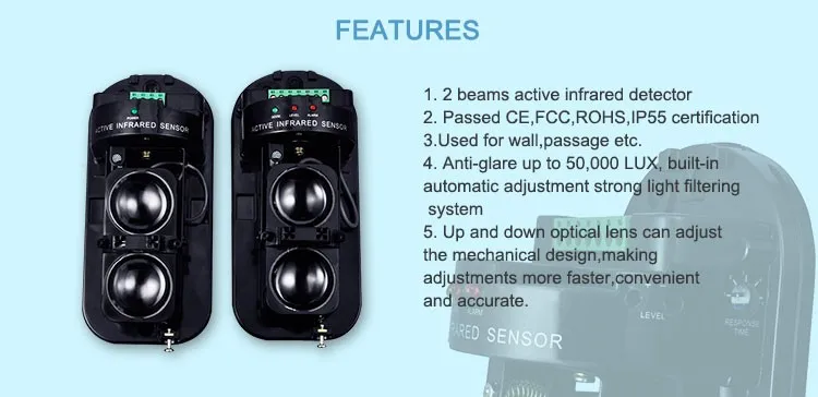 Анти-дождь инфракрасный луч детектор датчик окна стены барьер детектор 2 луча 100 м 150 м Датчик ИК датчик для наружной сигнализации