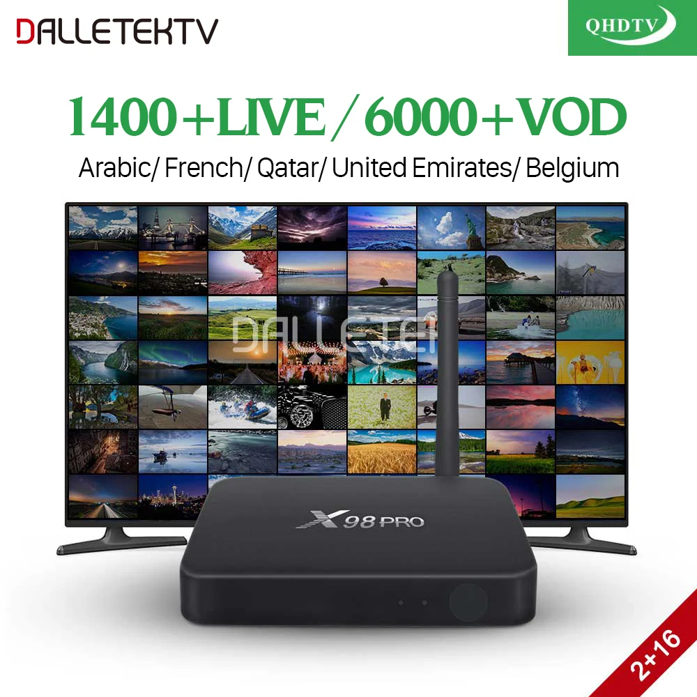 

QHDTV French IPTV Subscription Box Android 6.0 X98 Pro with IPTV Tunisia Algeria Lebanon Arabic France Belgium Netherlands IP TV