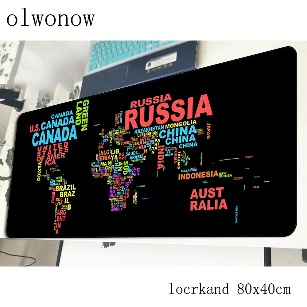 Коврик для мыши с картой мира 800x400x3 мм Красочный игровой коврик геймер