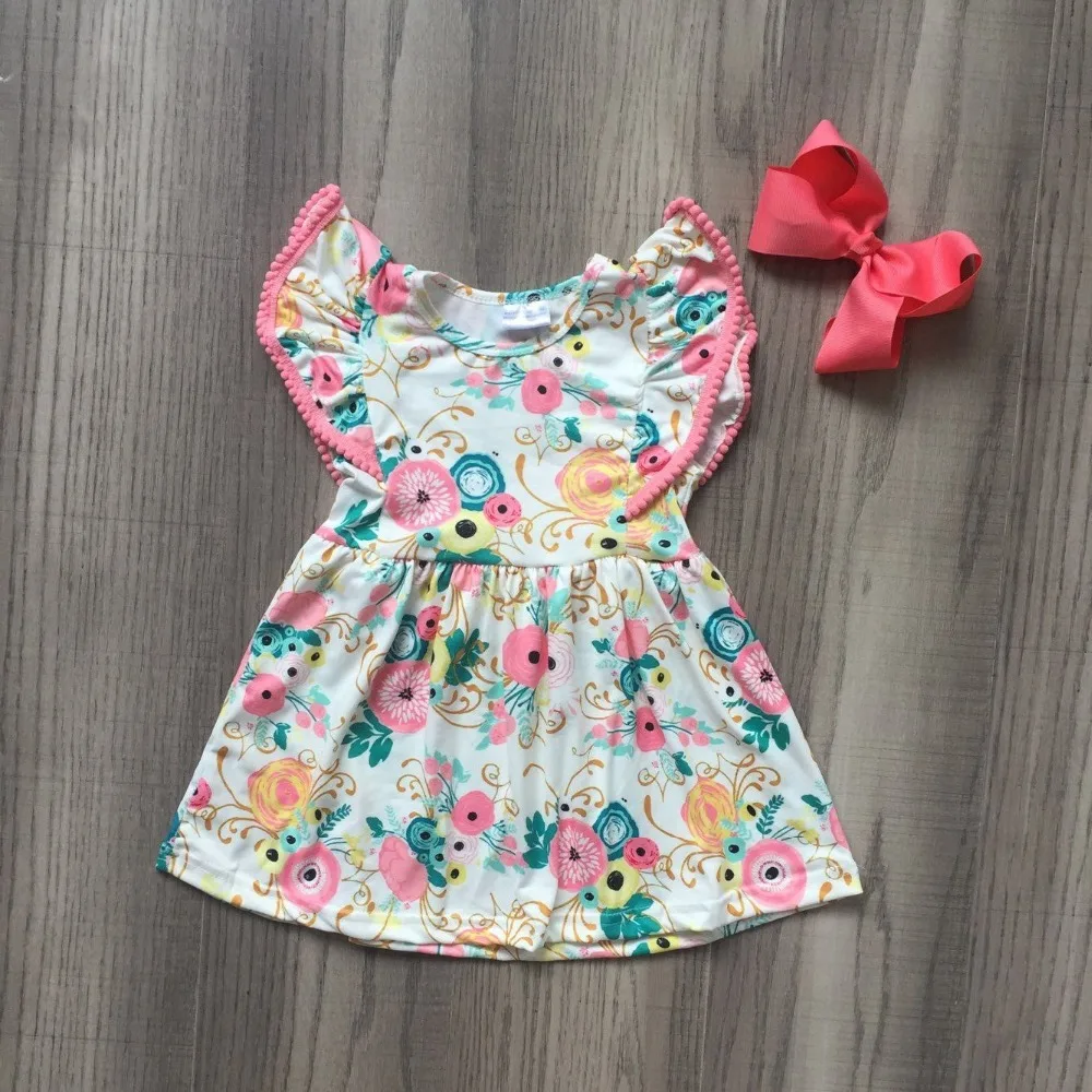 

baby girls summer dress clothing girls pink yellow dress children soft mink silk dress girls boutique dress with bow