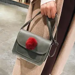 Модные женские туфли небольшой лоскут Сумка Повседневное Crossbody сумки для Для женщин сумки с Hairball известного бренда девушки сумка Z70