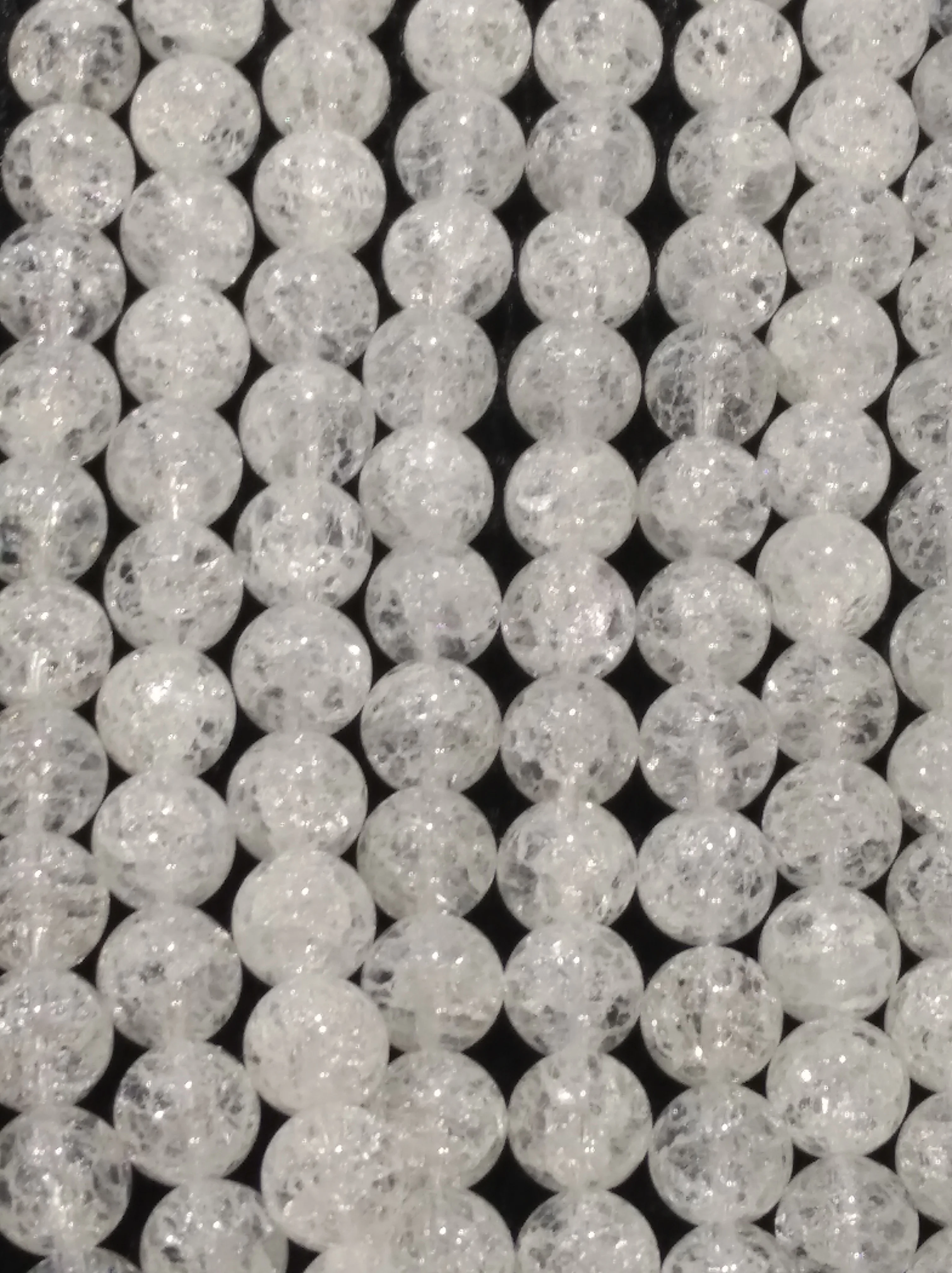 

AAA grade --Full strand 16" natural clear white quartz rock crystal Cracked round ball loose beads 4-12mm