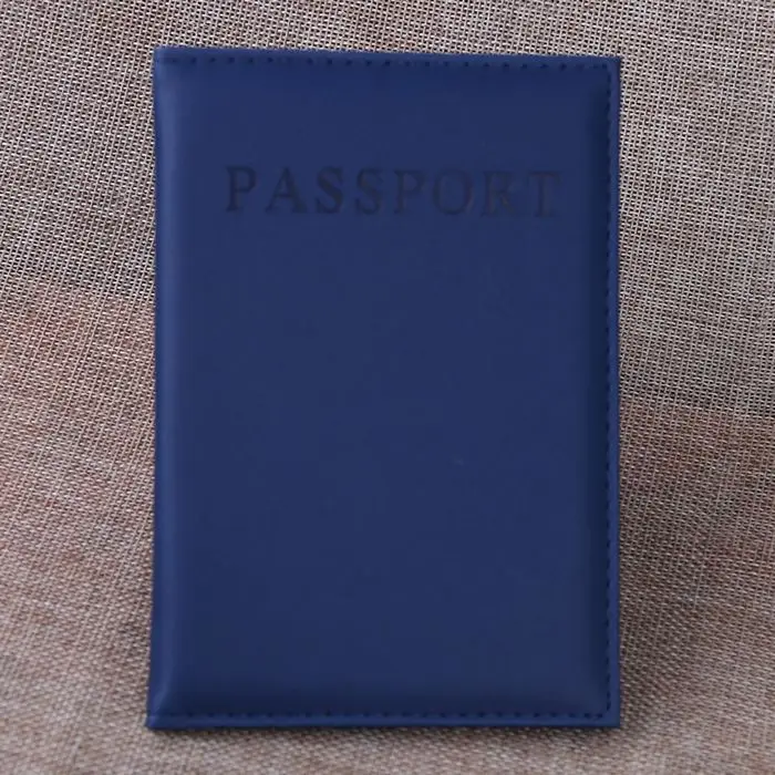 TRASSORY аллохроматический тисненый кожаный паспорт кошелек красочный органайзер для путешествий для паспорта сумка держатель папка - Цвет: Dark Blue