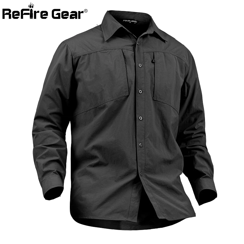 

ReFire Gear New Quick Dry Military Style Tactical Shirt Men Breathable Male Casual Clothing Long Sleeve SWAT Combat Army Shirts
