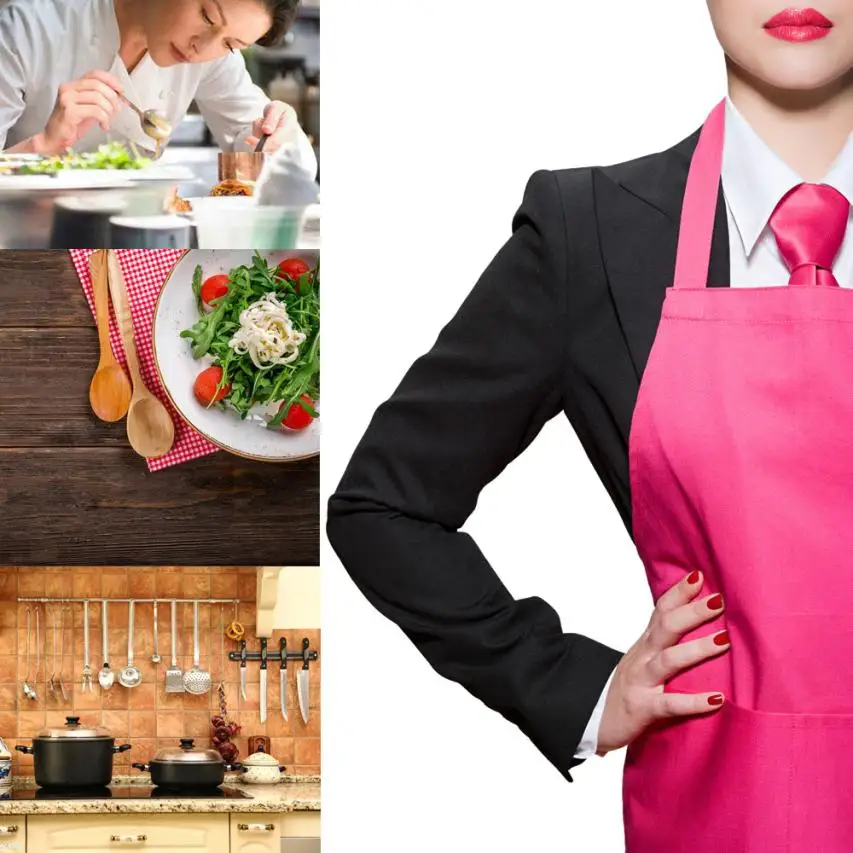 2018 новый простой унисекс кухонный фартук для работы с питанием Tabard двойным