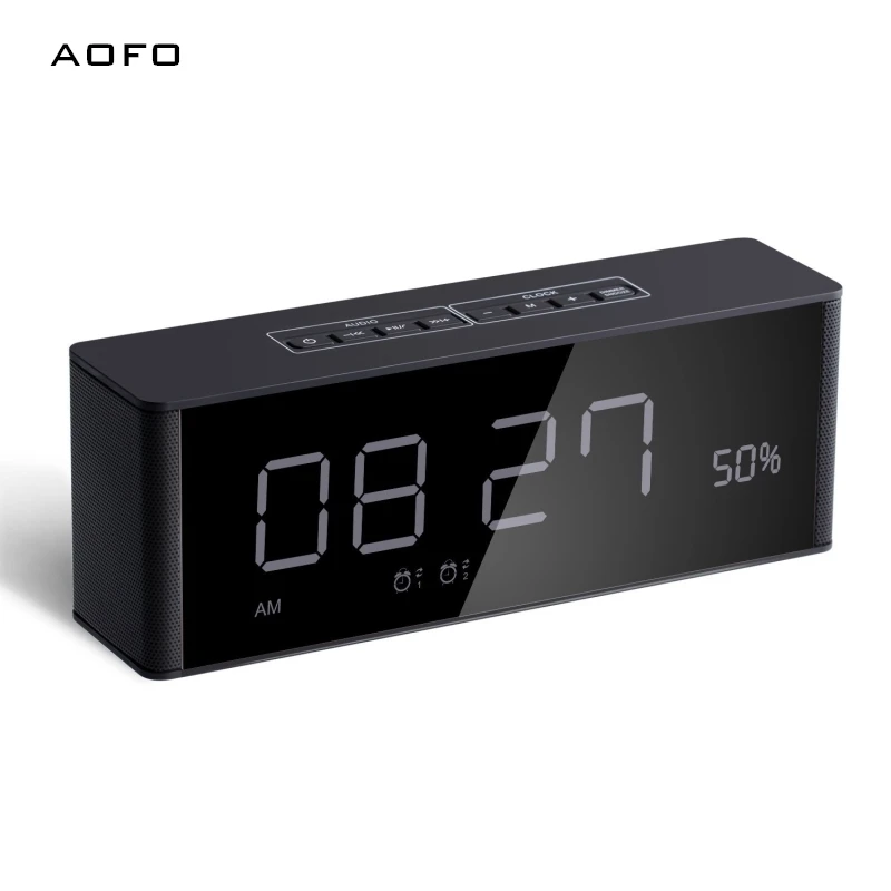 Alarm clock portable speaker with 12H or 24H time display/TF/FM