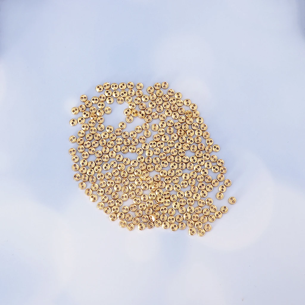 Gold Новые маленькие Миниатюрные микро фигурки, Одежда для куклы, пуговицы для шитья, металлические крошечные пуговицы 4 мм 5 мм 300 шт., аксессуары для одежды - Цвет: Gold