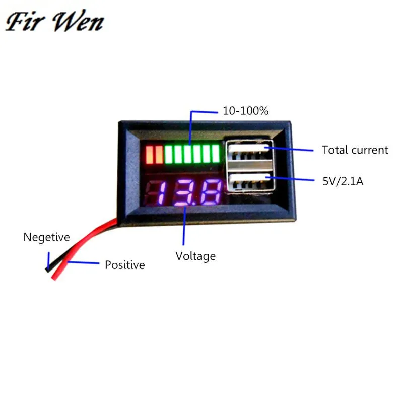 Blue LED Digital Display Voltmeter Mini Voltage Meter Volt Tester Panel For DC 12V Cars Motorcycles Vehicles USB 5V2A output