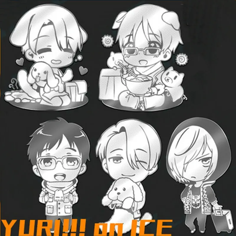 5pcs lot YURI on ICE Anime Metal Decal Stickers for Mobile Phone Laptop Sticker Scrapbook DIY