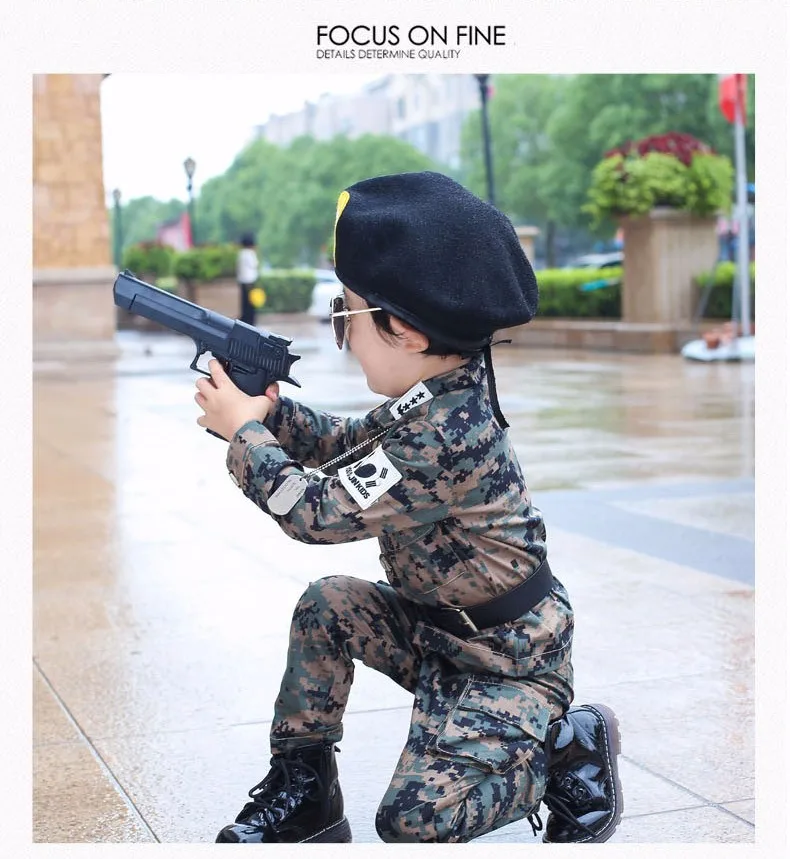 Модный комплект камуфляжной одежды для маленьких мальчиков на весну и осень детская одежда военная форма для малышей детский спортивный костюм из 2 предметов