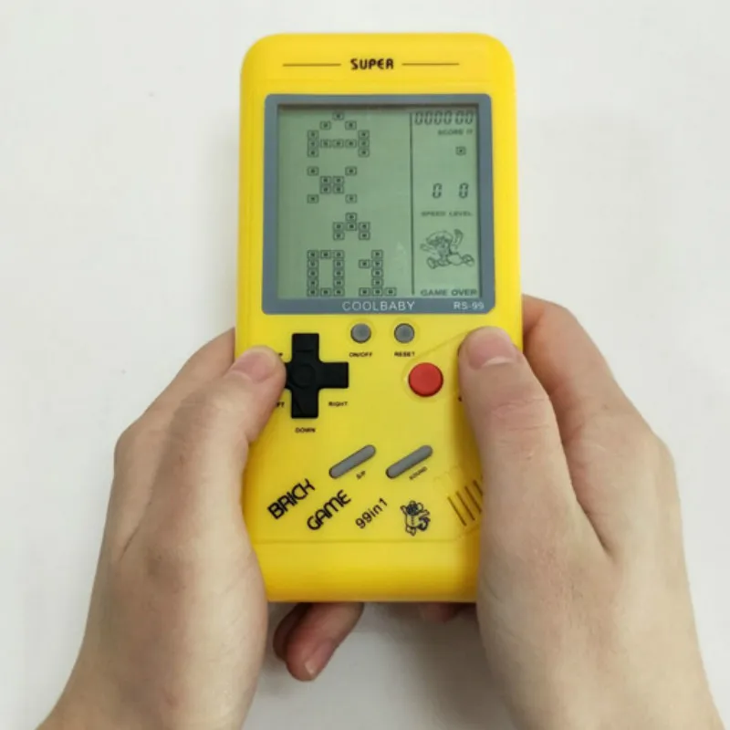 Retro Childhood Tetris Handheld Game Player Yellow 