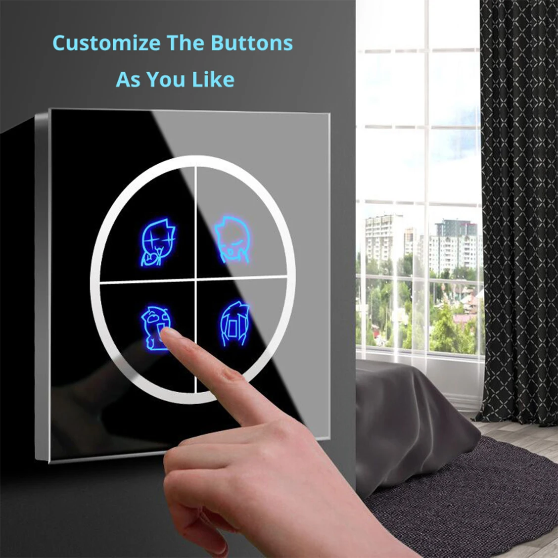 Настенная панель X6 1 комплект 1 способ 2 способ сенсорный датчик переключатель круглая кнопка настройки значок изображения 3 цвета