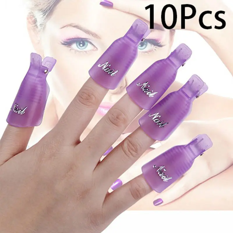 NAILWIND 10 шт. дизайн ногтей пластиковое средство для снятия гель-лака замочить колпачок зажим УФ Гель-лак обертывание инструмент жидкость для снятия лака - Цвет: Purple