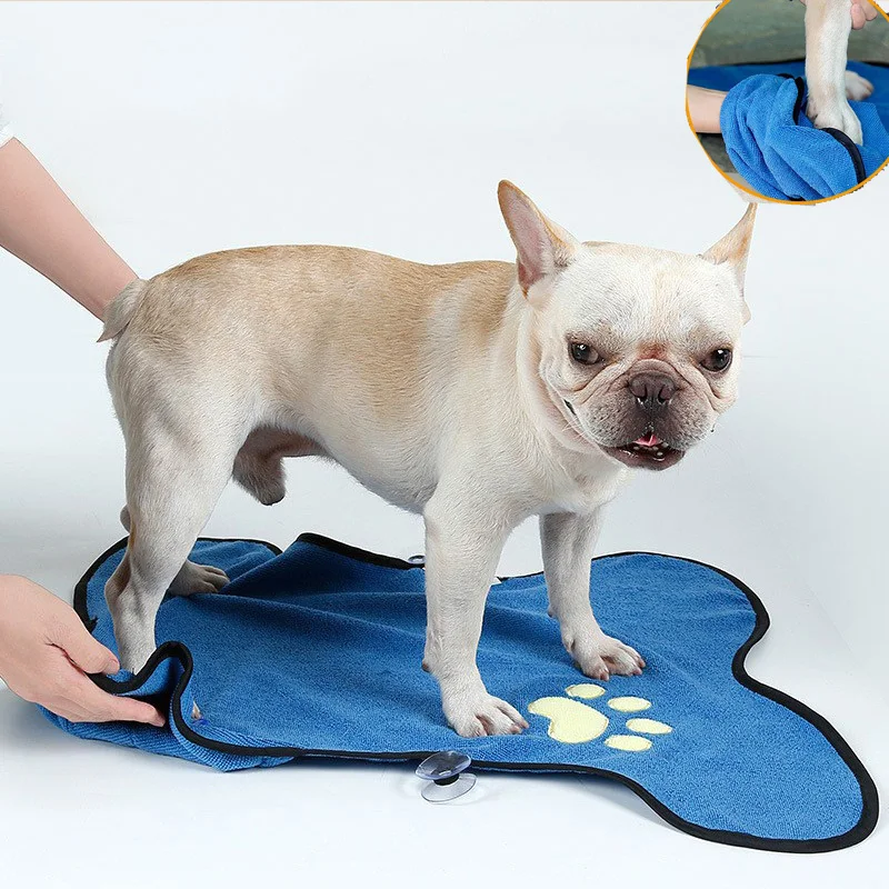 

Microfiber Pet Dog Dirty Paw Cleaning Towel Blue Highly Absorbent Super Soft Doorway Carpet Bathing Paw Shower Dry Blanket