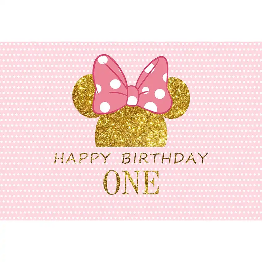 Mehofoto Birthday Photography Backdrop Pink Wave Point Minnie