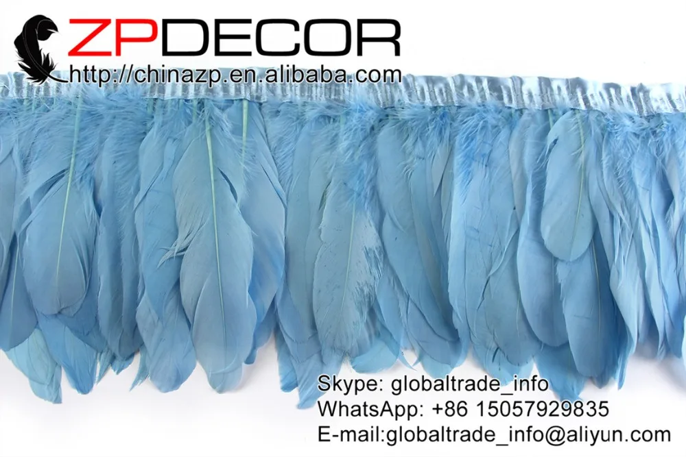 Zpdecor перья 2 ярдов/партия галстук-бабочка премиум качества светло-голубой гусиный нагуар и сатинеты вечерние платья с отделкой перьями