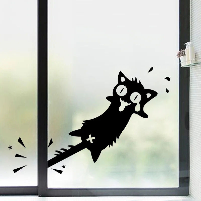 

Cartoon Clip to the tail of a cat wall sticker Carved PVC for home decor Decals Doors/windows decoration Funny car stickers