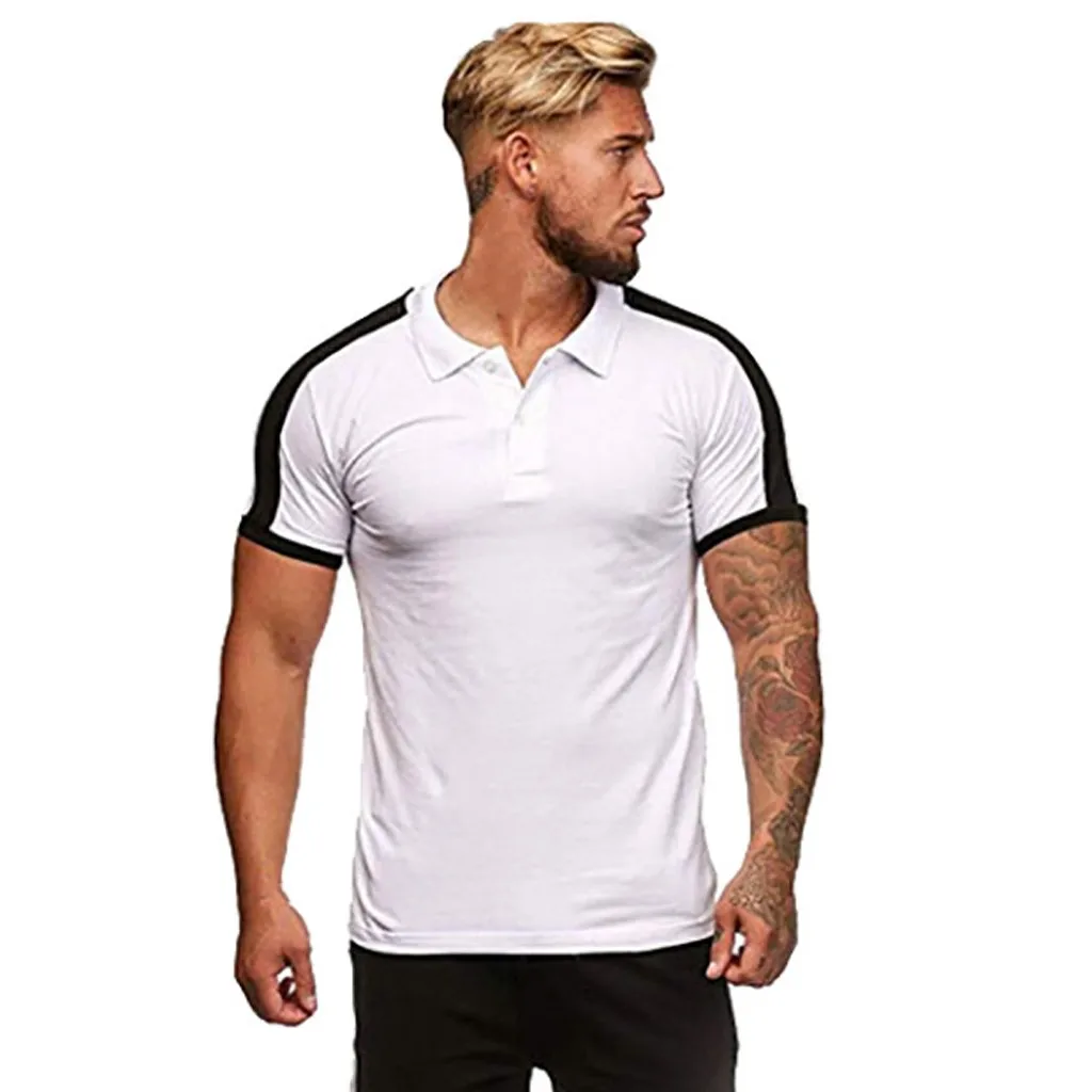 

2019 New Minimalist Mens Summer Leisure Fashion Color Collision Sports Short Sleeve Shorts Tops 5 colors T-Shirts Men T Shirts
