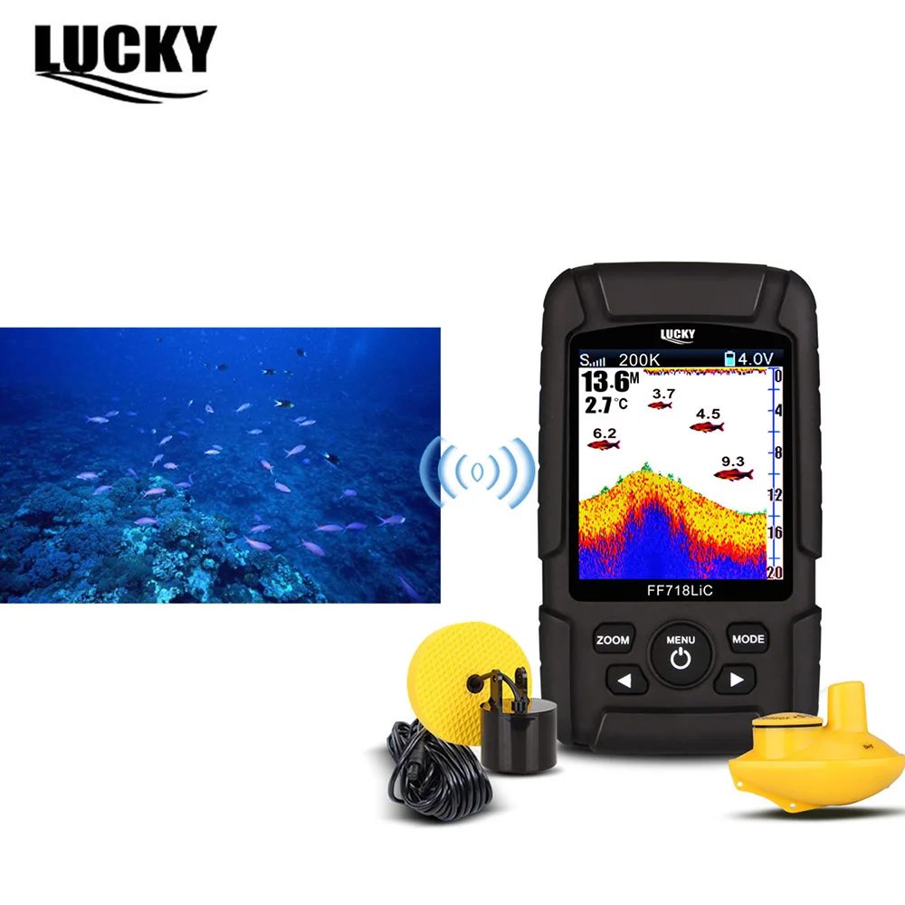 

LUCKY FF718LiCD LCD Portable Fish Finder 200KHz/83KHz Dual Sonar 200kHz Frequency 328ft/100m Detection Depth Fishfinder Detector