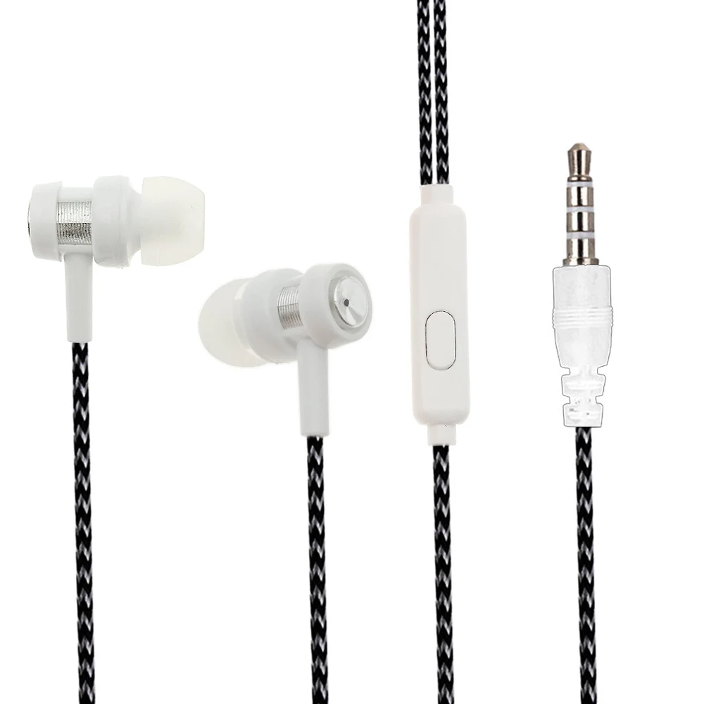 HOMEBARL в ухо плетеные зерна наушники ушные провода наушники для iphone samsung Galaxy S6 S5 S4 J5 S7 S8 Микрофон Стерео - Цвет: White