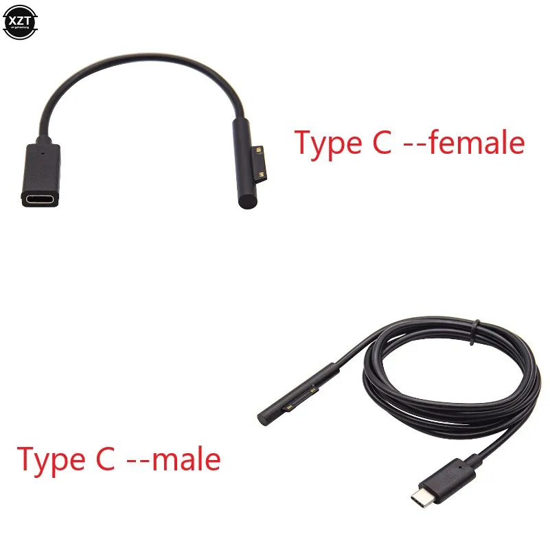 

USB Type C PD Charging Cable Power Adapter Converter Laptop Charger for Microsoft Surface Pro 3 4 5 6 Go DC Plug Connector Cord