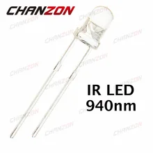 100 шт. 3 мм ИК-светодиодный 940nm 20mA DC 1,2-1,5 в 3 мм прозрачный инфракрасный 940 нм светодиодный светильник с диодными лампами прозрачная лампа с 2 контактами
