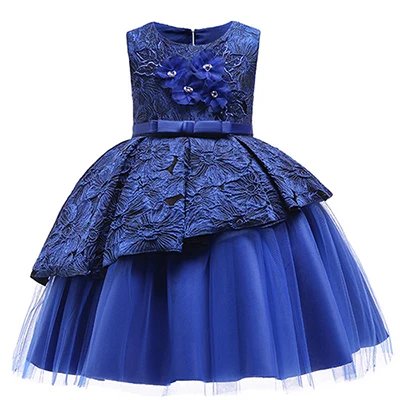 Летняя одежда для маленьких девочек; шелковое платье принцессы с блестками для свадебной вечеринки; Детские платья; одежда для рождественских праздников - Цвет: Blue