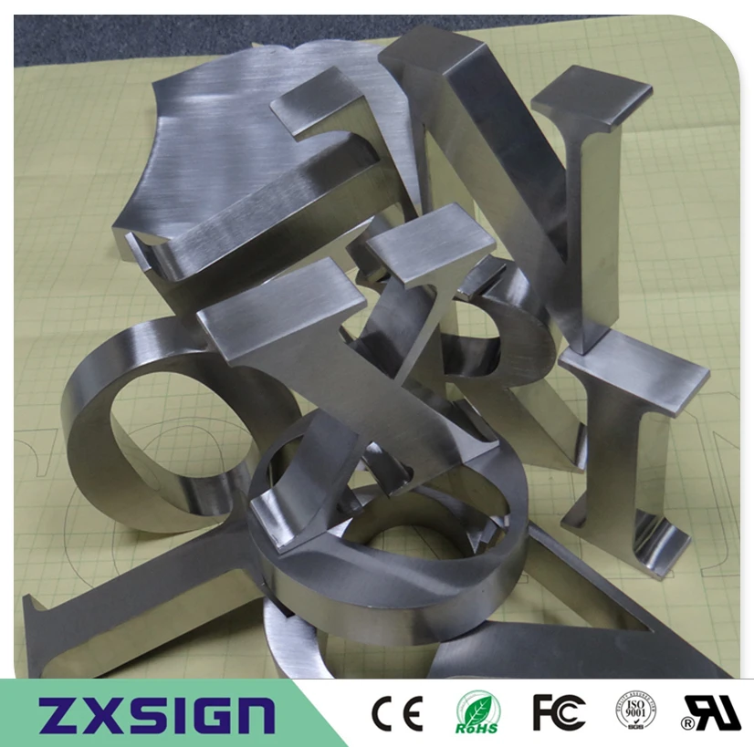 Factoy Outlet Outdoor Metal Sign Brushed Stainless Steel Sign Mirror Finsihed Metal Letter