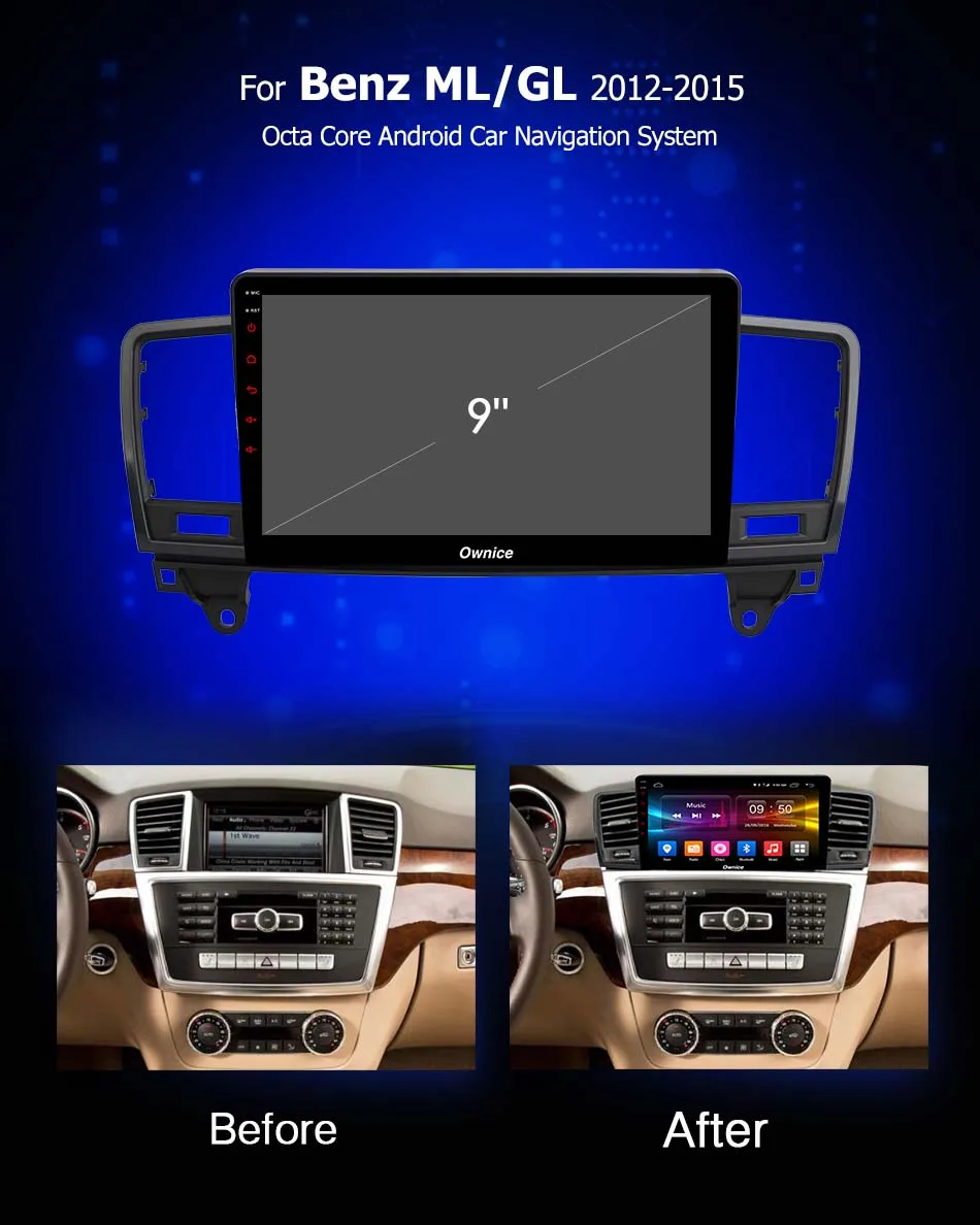Clearance 9" IPS 8Core 4G+32G Android 9.0 CarPlay DSP Adas Car DVD Player for Mercedes Benz M ML GL CLass W166 2012 2013 2014 GPS Radio 2