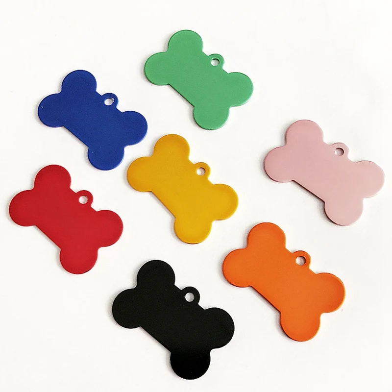 

1PC Aluminum Pet ID Tag Bone Shape Double Sided Custom Engraved Dog Cat Pet Name Phone Number ID Tag Charm Personalized
