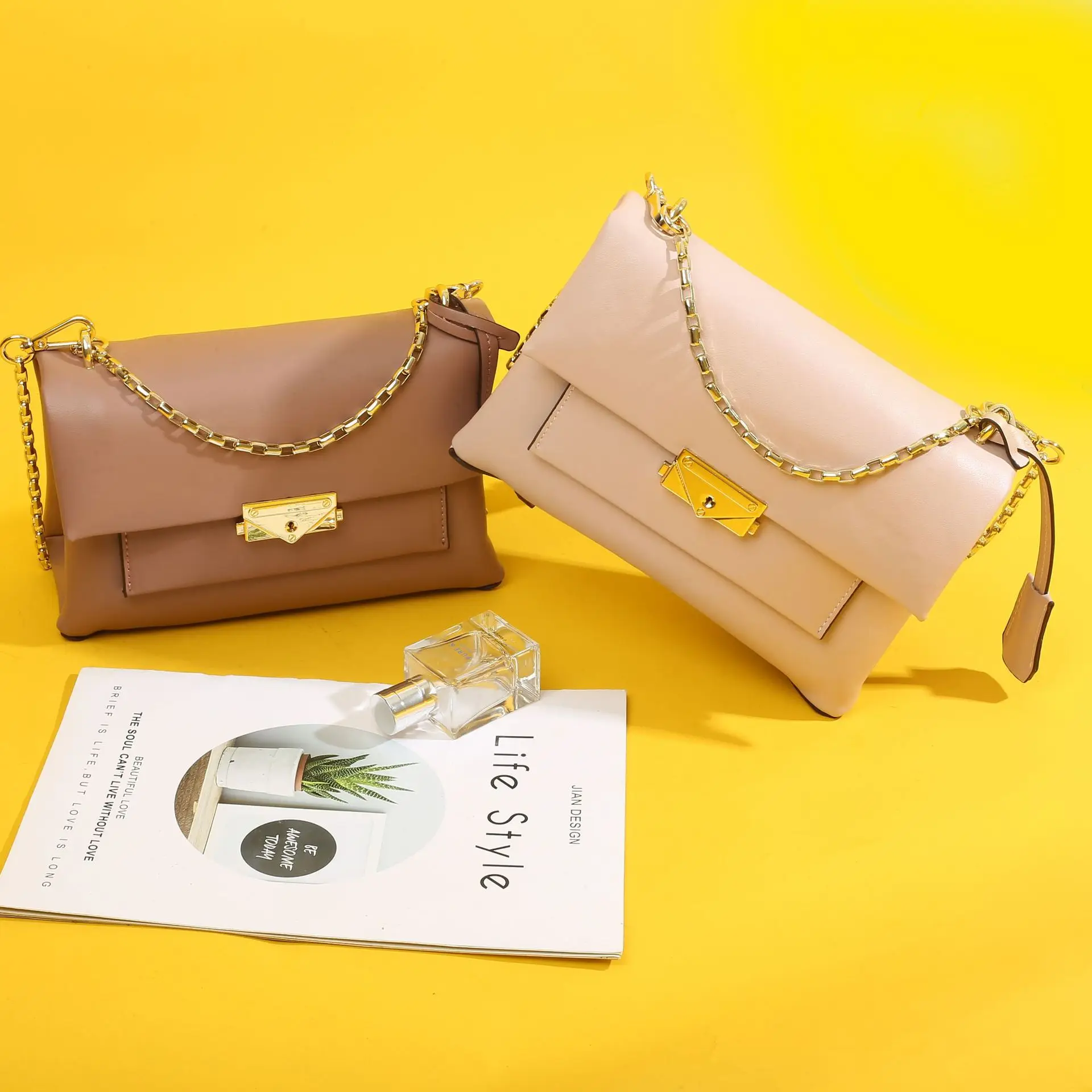 

MiiKLN Summer New Leather Female Bag First Layer Cowhide Fashion Ladies Handbag Shoulder Messenger Bag MK Chain Bag