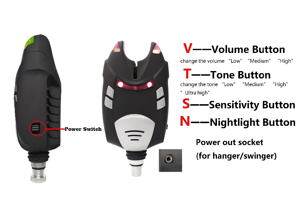 4+ 1 водонепроницаемый беспроводной рыболовный сигнализатор с 4* черный индикатор укуса руки(свингер) для ловли карпа