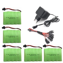 6 v 2400 mah aa ni-mh bateria com carregador de alta capacidade brinquedo elétrico bateria carro remoto navio robô recarregável 6 v 2400 mah