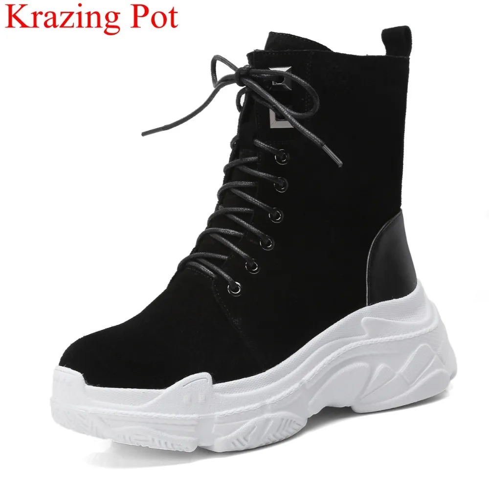 

2018 new arrival superstar round toe platform ankle boots zipper brand comboy boots high heels increased runway casual shoes L55