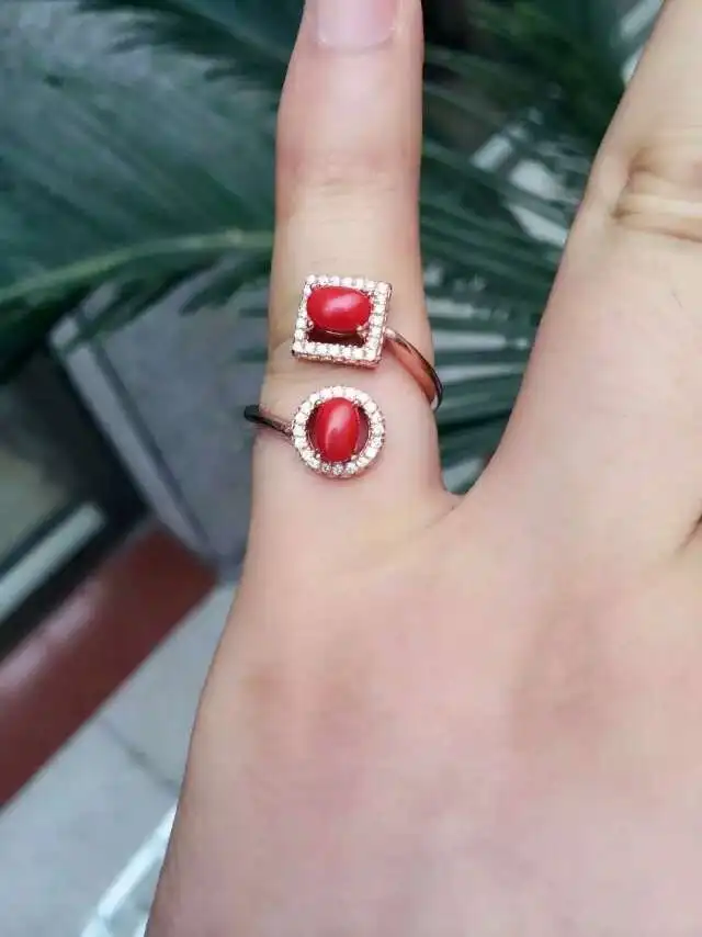 Natural Coral Gemstone 925 Sterling Silver Ring Genuine Red Coral Ring Siz  8-M13 | eBay
