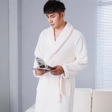 4 цвета, модный мужской осенне-зимний мягкий теплый фланелевый Халат с длинным рукавом, синий халат в горошек, гладкие хлопковые халаты