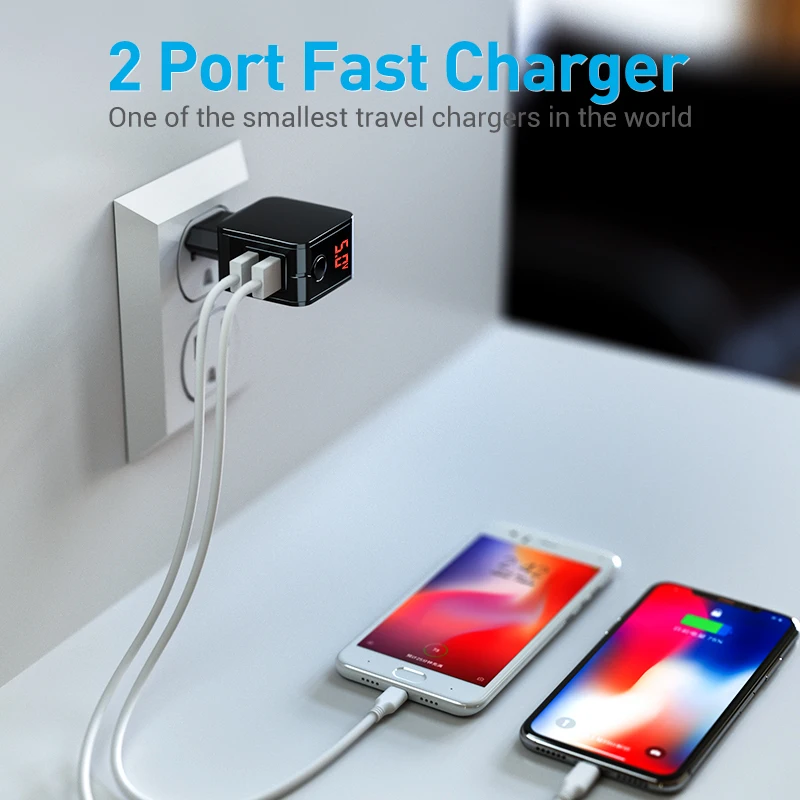 Сетевое зарядное устройство с двумя USB портами 2 4 А евровилка|Зарядные