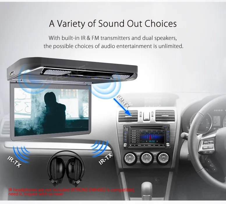 XTRONS 13," серый автомобильный dvd-плеер на крышу откидной вниз 1080 P видео HD цифровой TFT широкий экран автомобильный монитор стерео с HDMI портом