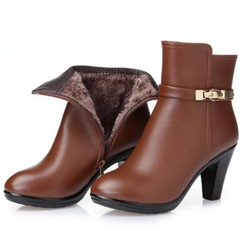 US $35.98 2020 New Autumn And Winter Fashion Martin Boots Genuine Leather Shoes Woman Snow Boots Wool HighHeels Ankle Boots Women Boots