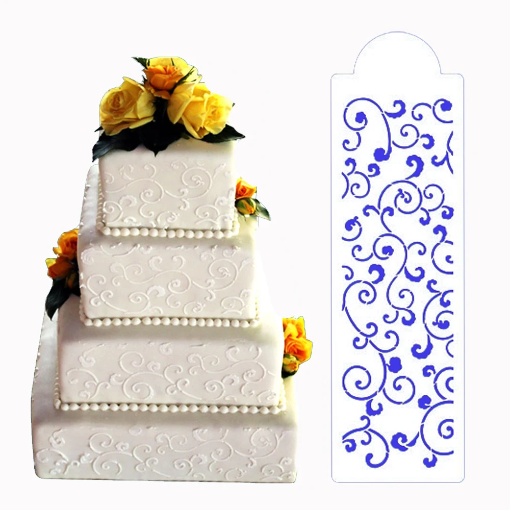 

Leafy Scroll Cake Stencil Side, Cake Side Stencil, Cake Border Kitchen Accessories Decoration, Wall Stencil ST-303