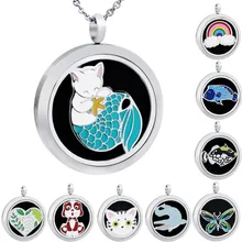 Эмаль ароматерапия медальон Подвески эфирные масла нержавеющая сталь диффузор духи медальон ожерелье с подушечками Прямая поставка