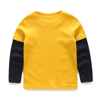 Boys T-shirt Kids Tees Baby Child Boy Cartoon Spring Children Tee Long Sleeve Stitching Cotton Cars Trucks Striped Autumn Shirt 4