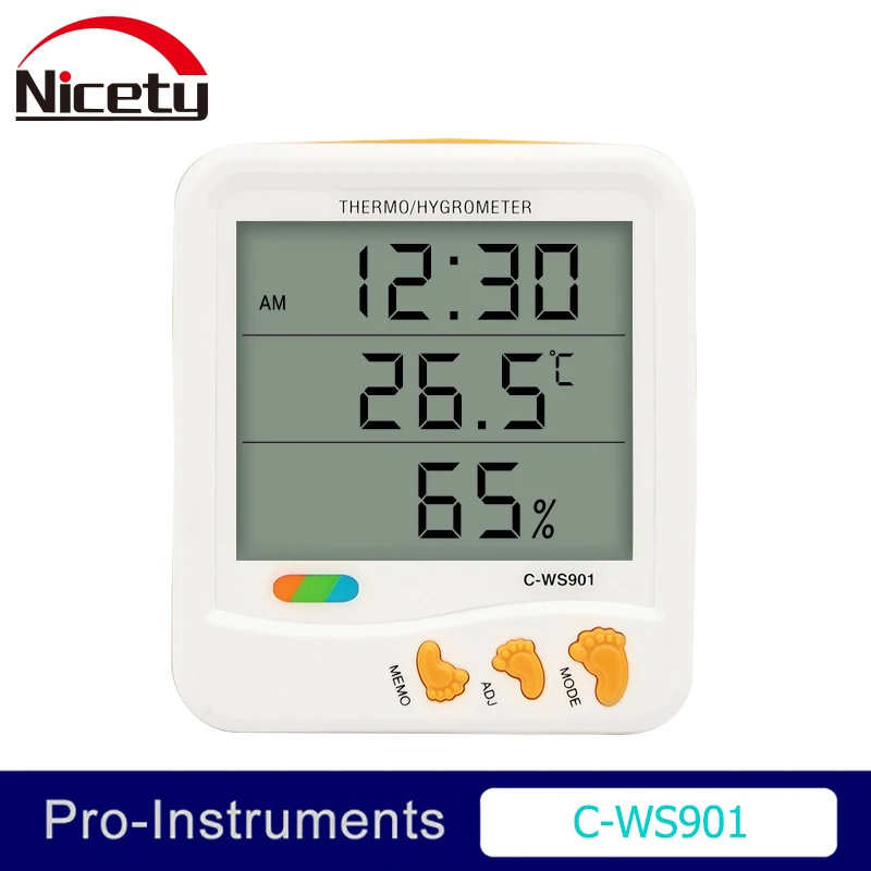 

Nicety C-WS901 Electronic digital LCD temperature InDoor Outdoor thermometer humidity meter Max Min Clock Alarm Null