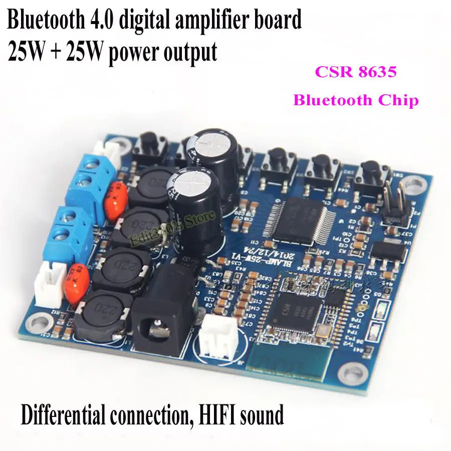 Bluetooth 4.0 audio Receiver power digital HIFI amplifier Board TDA7492P 25W+25Wboard lcd