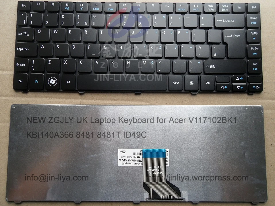 NEW ZGJLY UK Laptop Keyboard for Acer V117102BK1 KBI140A366 8481 8481T ID49C | Компьютеры и офис