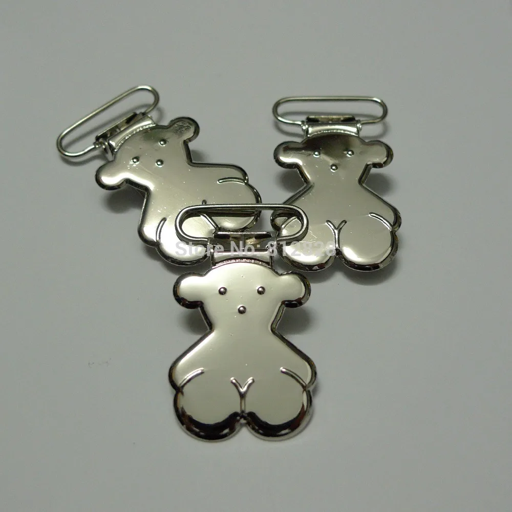 

25pcs 1'' 25mm Silver Colored Cute Bear Suspender Clips