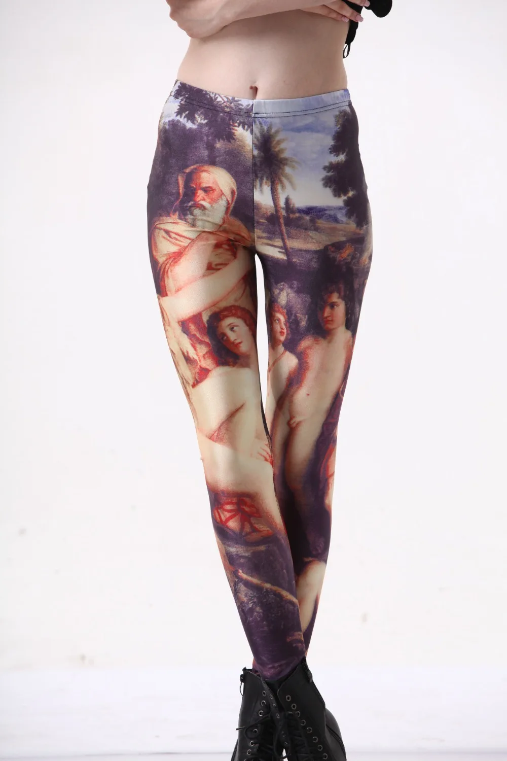 

Fashion Women Jesus Painting Print Leggings Slim Fit Thin Elastic Polyester Party Pants Casual Trousers Drop Shipping