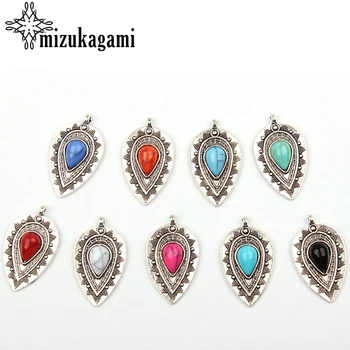 

Fashion 4pcs/lot 20*35mm Vintage Alloy Water Drop Charms CONCHO Pendant For DIY Necklace Jewelry Finding Accessories