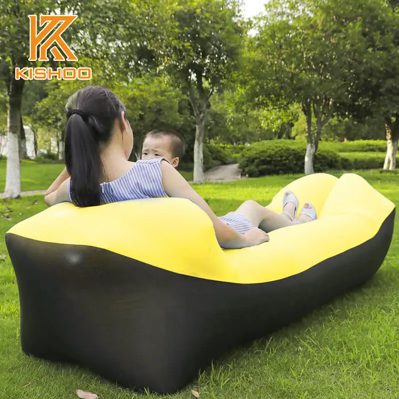 black and yellow Быстро складывающийся надувной шезлонг уличная мебель Кемпинг Ленивый мешок воздушный диван пляжная кровать Lounge ленивый стул диван шезлонг - Цвет: black and yellow