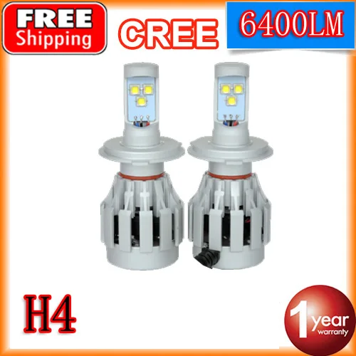 

Free shipping new 4400LM H4 35W DC 12V 24V LED Headlight Coversion Kit all in one LED kit h4 Bulbs
